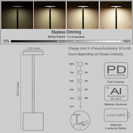 Table lamp Wireless Rechargeable LED Table Lamp,