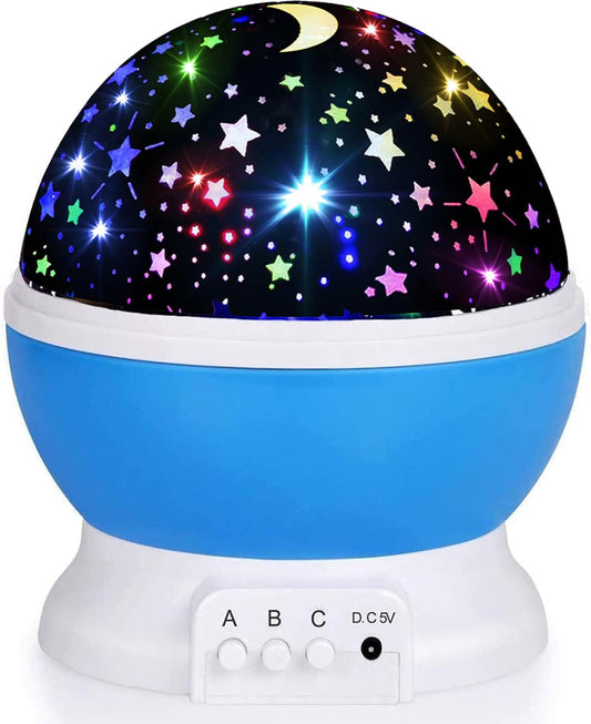 Colorful starry night light with a blue base on a white background